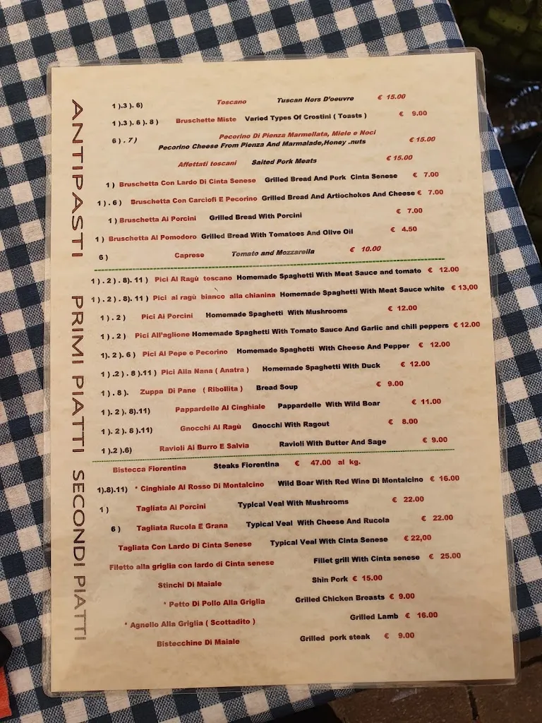 Menu_Trattoria La Chiocciola_Pienza_image_3