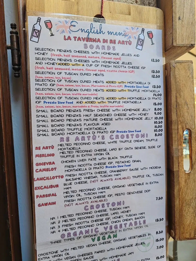 Menu_La taverna di Re Artù_Pienza_immagine_1