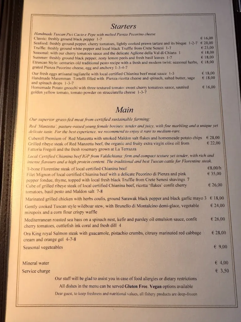 Menü_Ristorante la Terrazza della Val d'Orcia_Pienza_Bild_1