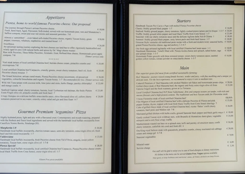 Menü_Ristorante la Terrazza della Val d'Orcia_Pienza_Bild_2