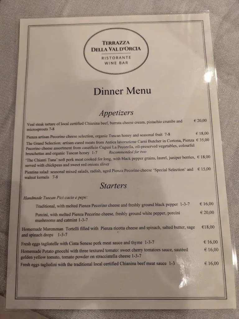 Menü_Ristorante la Terrazza della Val d'Orcia_Pienza_Bild_3