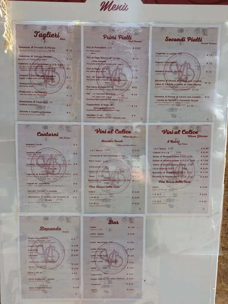 Menu_La Vecchia Bottega BITE E DRINK_Pienza_immagine_1