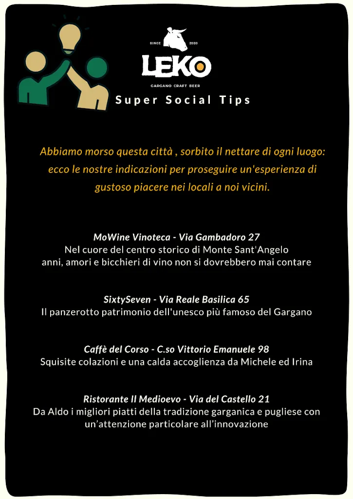 Menu_LEKO di Monte Sant'Angelo - Aperitivi, pinse, panini e birra artigianale_Monte Sant'Angelo_image_1