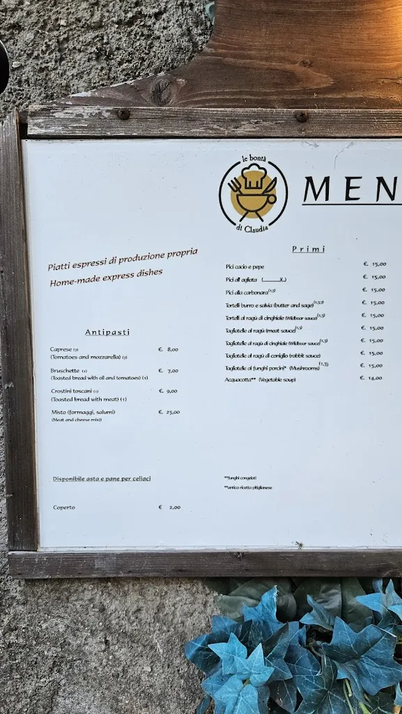 Menu_Ristorante Le Bontà di Claudia cucina tipica_Pitigliano_image_1