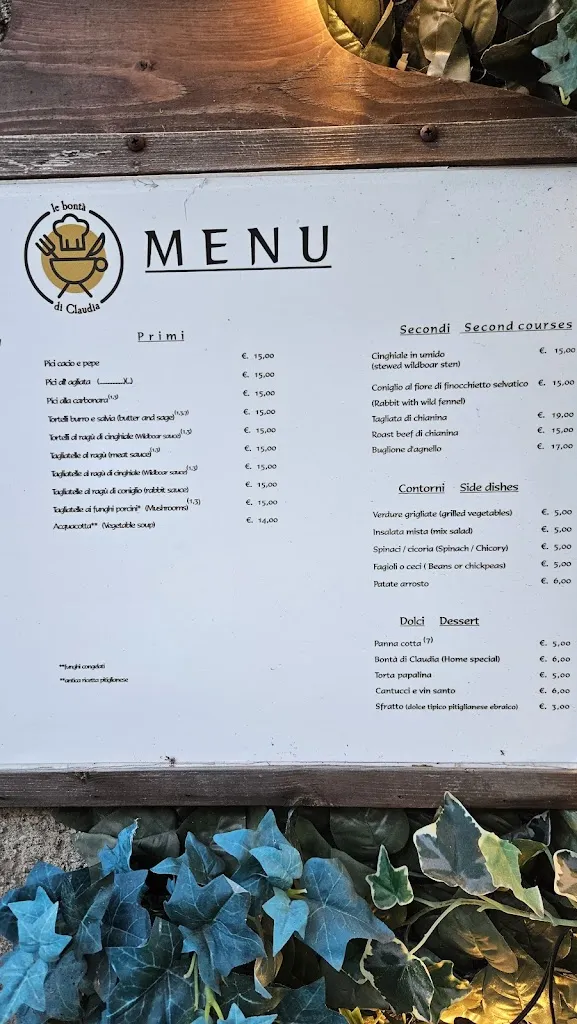 Menu_Ristorante Le Bontà di Claudia cucina tipica_Pitigliano_image_2