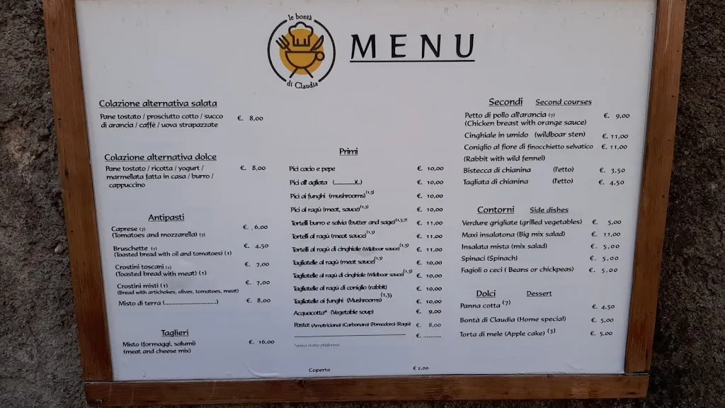 Menu_Ristorante Le Bontà di Claudia cucina tipica_Pitigliano_image_4