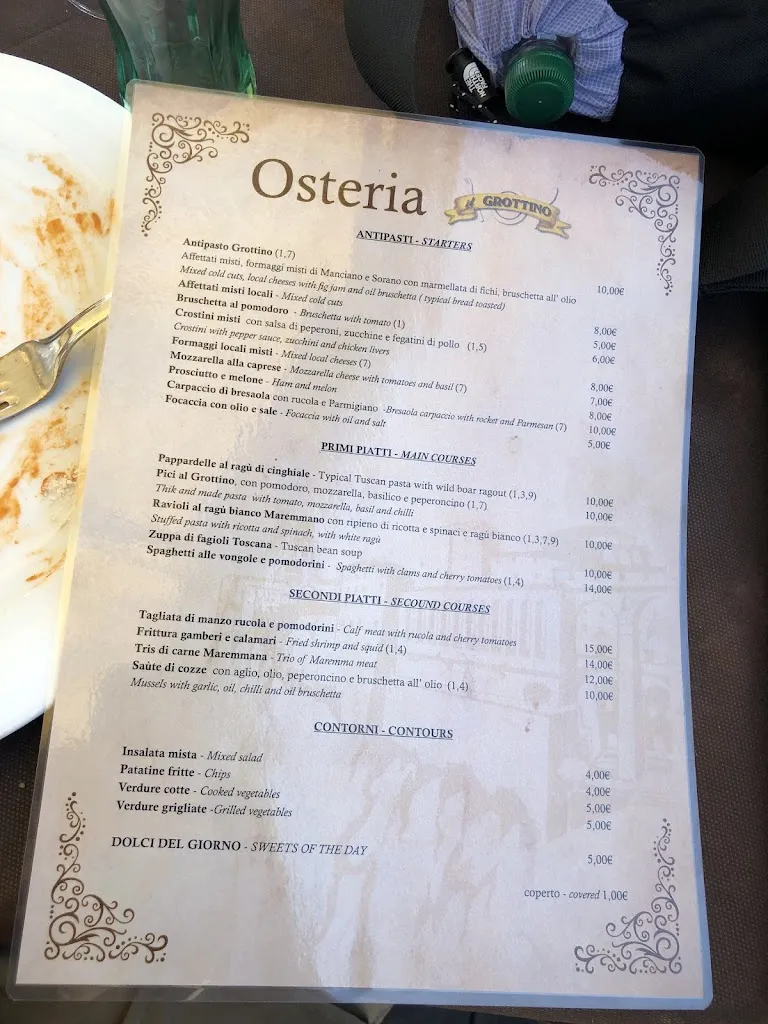 Menu_Il Grottino Restaurant_Pitigliano_image_3