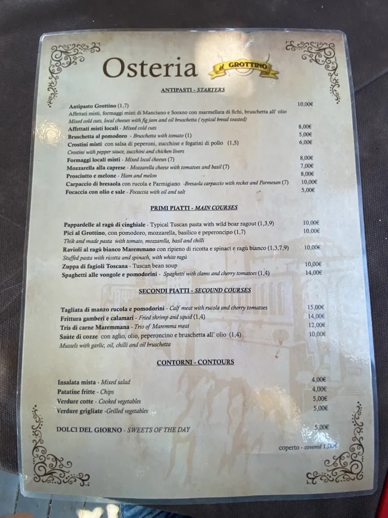 Menu_Il Grottino Restaurant_Pitigliano_image_4