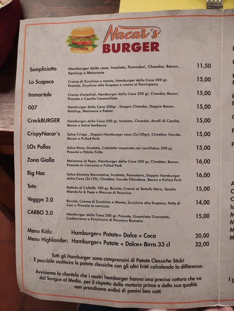 Menu_Nacar's Steak N’Burger_Pontedera_image_2