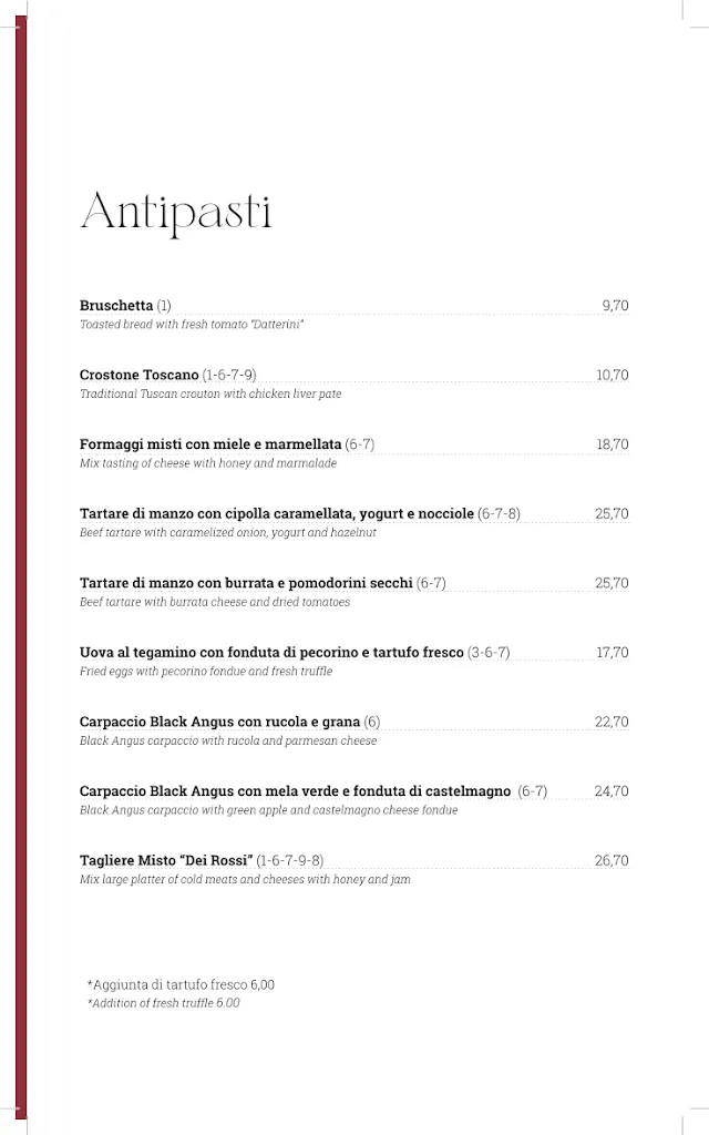 Menu_Ristorante dei Rossi Ponte Vecchio_Province of Florence_image_2
