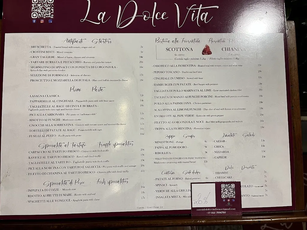Menu_Osteria La Dolce Vita Firenze_Province of Florence_image_4