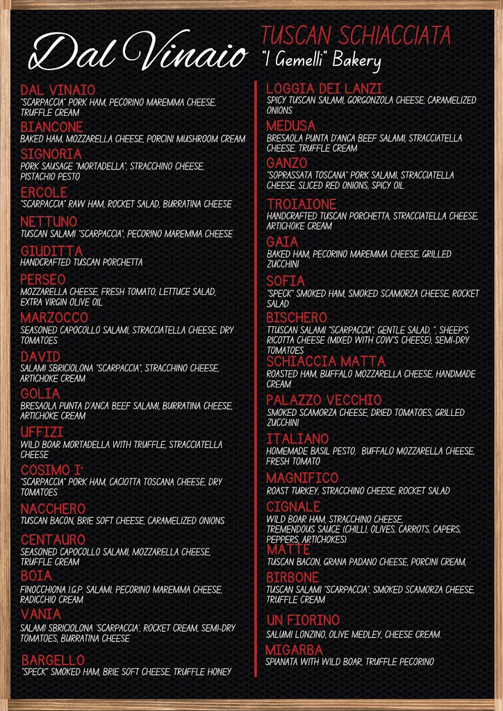 Menu_Dal Vinaio_Province of Florence_image_1
