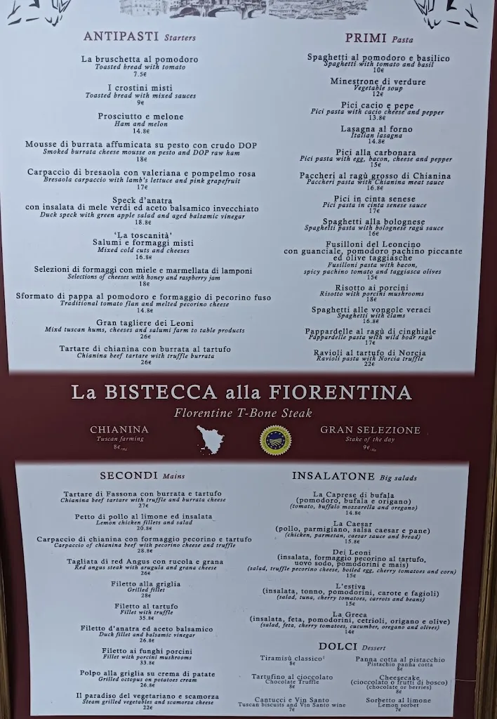 Menu_Osteria dei Leoni Firenze_Province of Florence_immagine_1