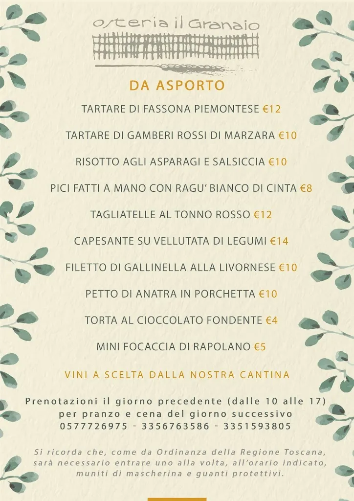 Menu_Osteria Il Granaio_Rapolano Terme_image_2