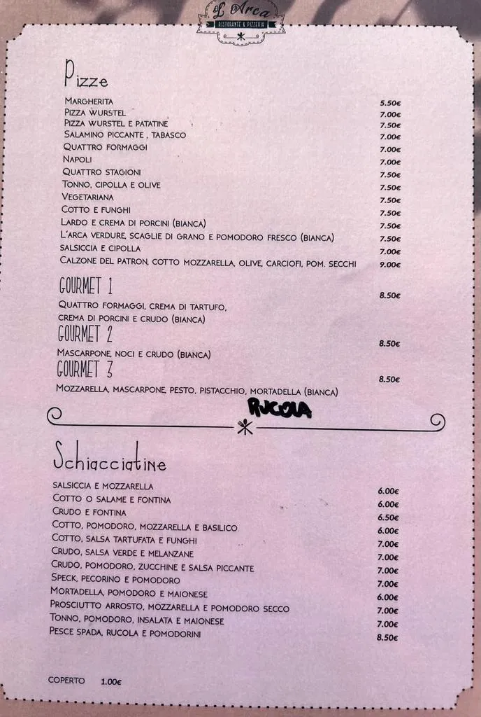 Menu_L’Arca Ristorante Pizzeria - Bar&Pasticceria_Rosignano Marittimo_immagine_2