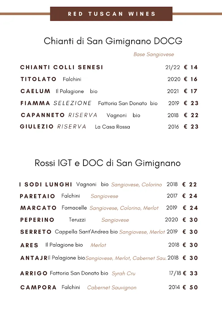 Menu_Le Vecchie Mura_San Gimignano_image_1