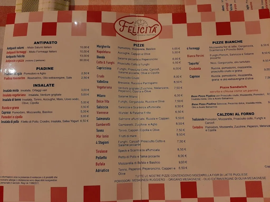 Menu_Felicità Pizzeria Trattoria_Mesagne_image_1