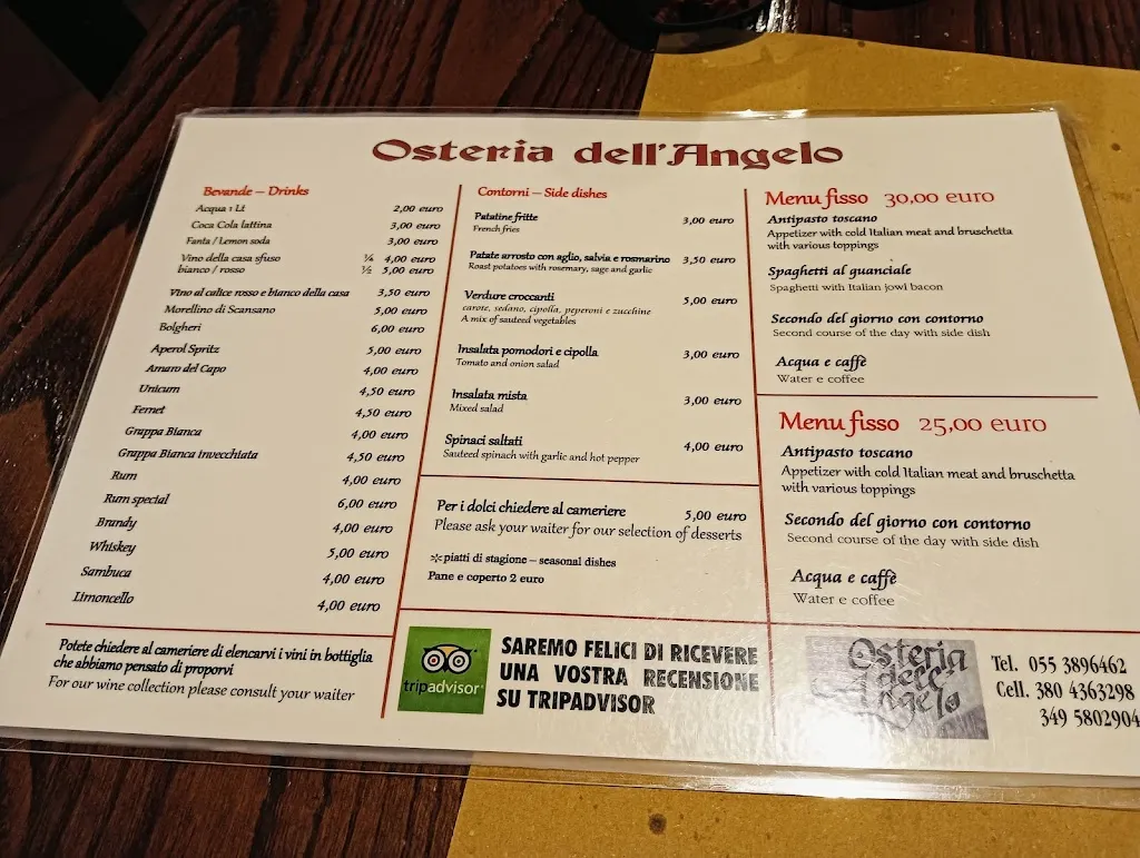 Menu_Osteria Dell'Angelo_San Giovanni Valdarno_image_1