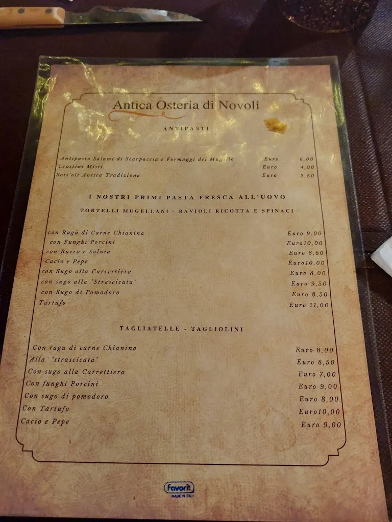 Menu_Antica Osteria di Novoli dal 1807 . Pasta fresca fatta in casa, specialità Tortelli Mugellani._San Piero a Sieve_image_2