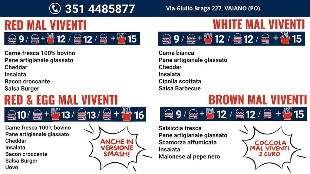 Menu_! Mal Viventi Burger House_Vaiano_image_1