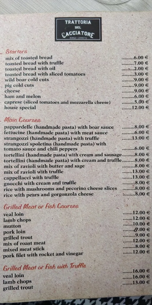 Menu_Bar Trattoria del Cacciatore_Cerreto di Spoleto_image_2