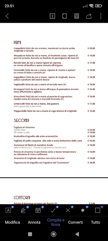 Menu_Umbria D.O.C. Ristorante_Chiugiana-La Commenda_image_1