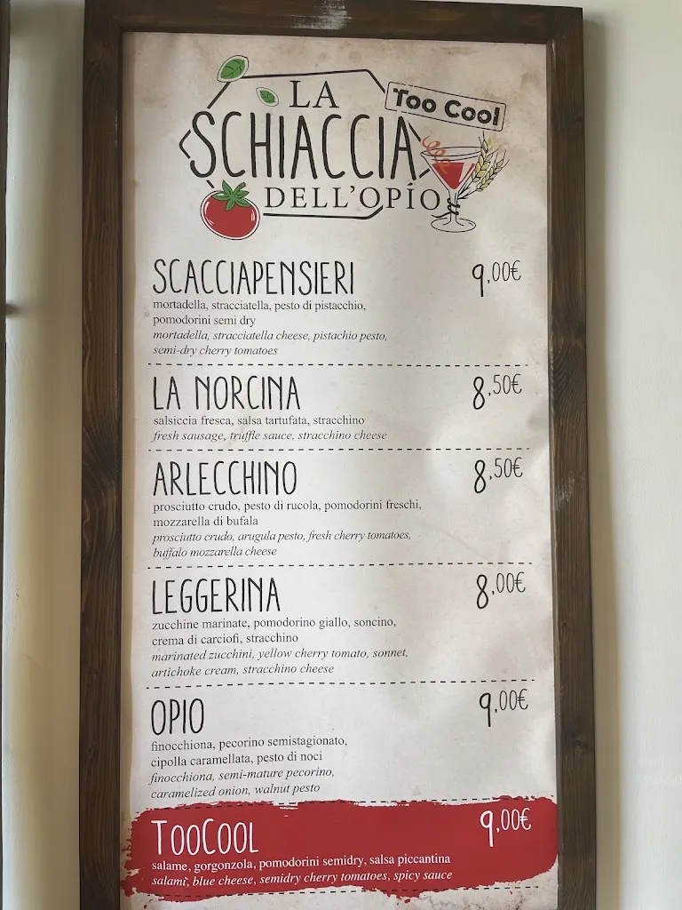 Menu_La Schiaccia dell'Opio - Too Cool_Castiglione del Lago_immagine_1