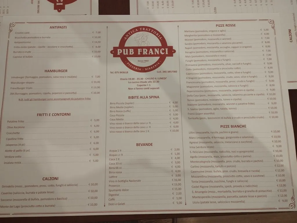 Menu_Ristorante pub pizzeria franci_Magione_image_1