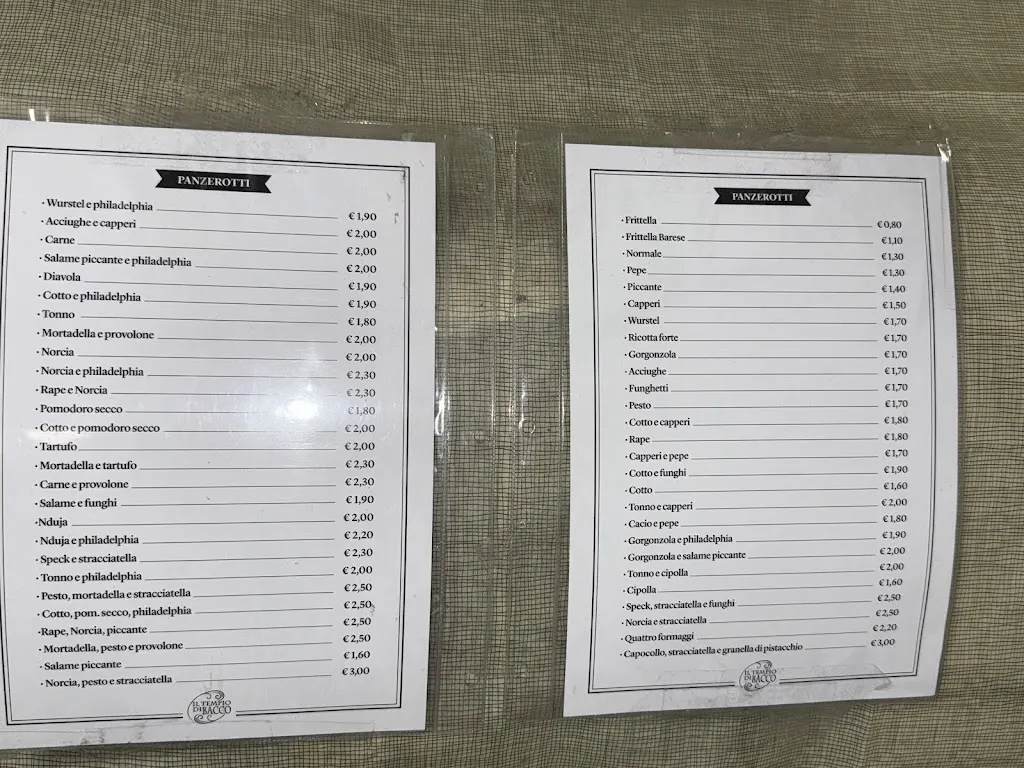 Menu_Il Tempio di Bacco - Panzerotteria_Noicattaro_image_1