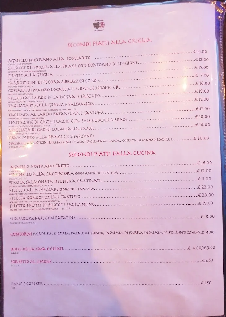 Menu_Ristorante Taverna De' Massari Norcia_Norcia_image_4