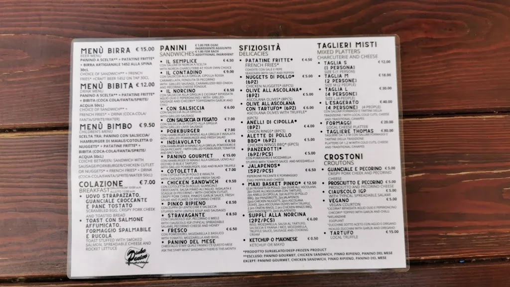 Menu_Pinko Panino_Norcia_image_1