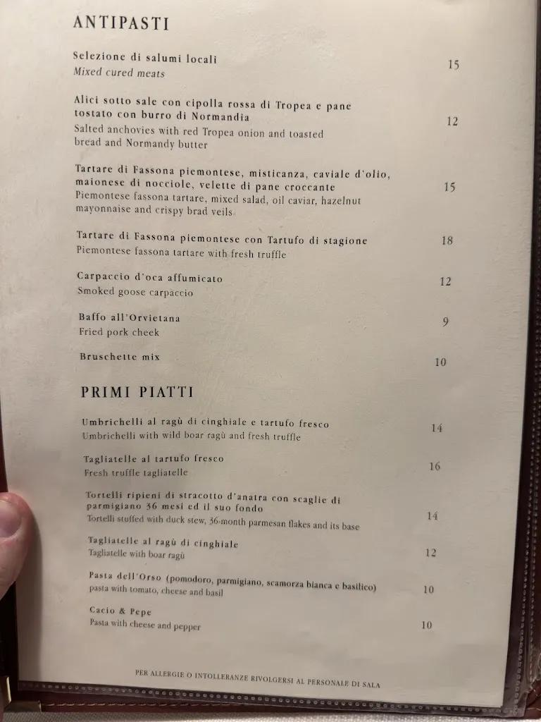 Menu_Trattoria dell' Orso_Orvieto Scalo_image_1