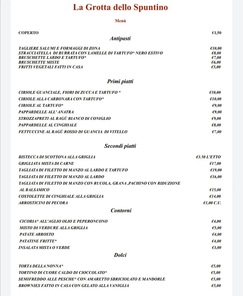 Menu_La Grotta dello Spuntino - Trattoria pizzeria_Stroncone_image_1