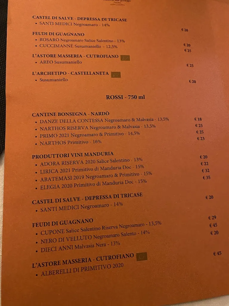 Menu_Trattoria San Giuseppe cenobio_Nardò_immagine_2