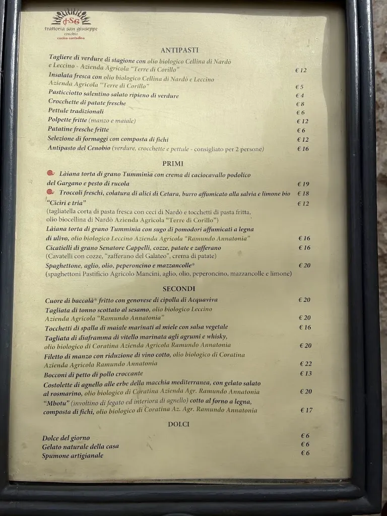 Menu_Trattoria San Giuseppe cenobio_Nardò_immagine_4