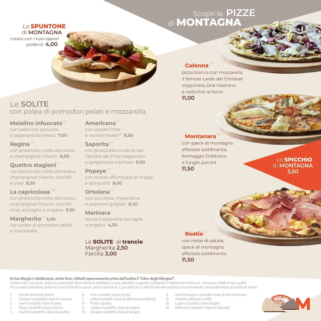 Menu_Montagna la pizzeria Agordo_Agordo_immagine_1