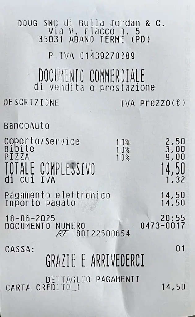 Sarkis SÖZKES_Pizzeria Bar Doug_Abano Terme_recensione