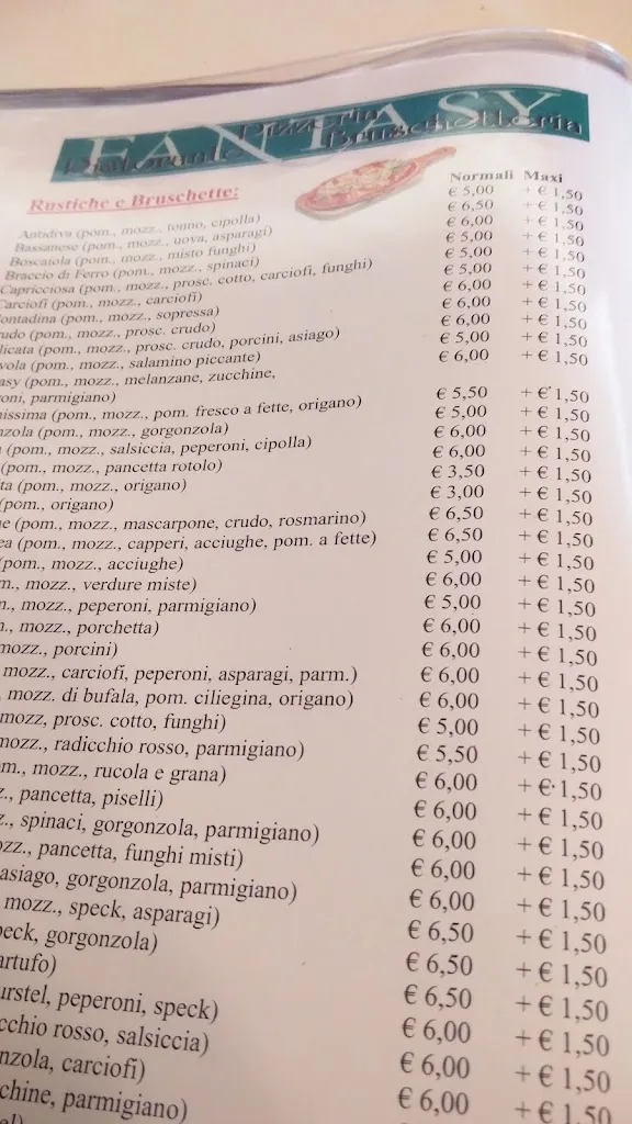 Menu_FANTASY - Ristorante, Bruschetteria, Pizzeria_Altavilla Vicentina_image_1