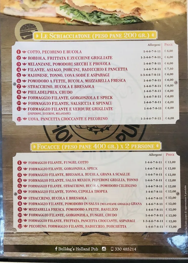 Menu_Bulldog's Holland Pub. Birreria e Hamburgheria Vicentina_Altavilla Vicentina_image_3