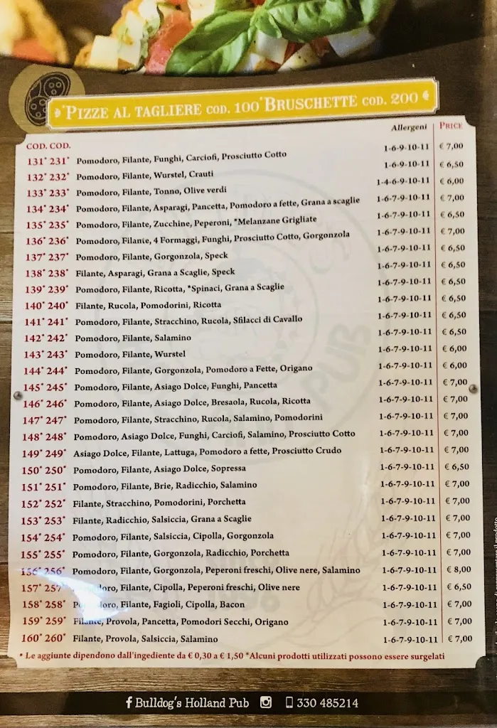 Menu_Bulldog's Holland Pub. Birreria e Hamburgheria Vicentina_Altavilla Vicentina_image_4