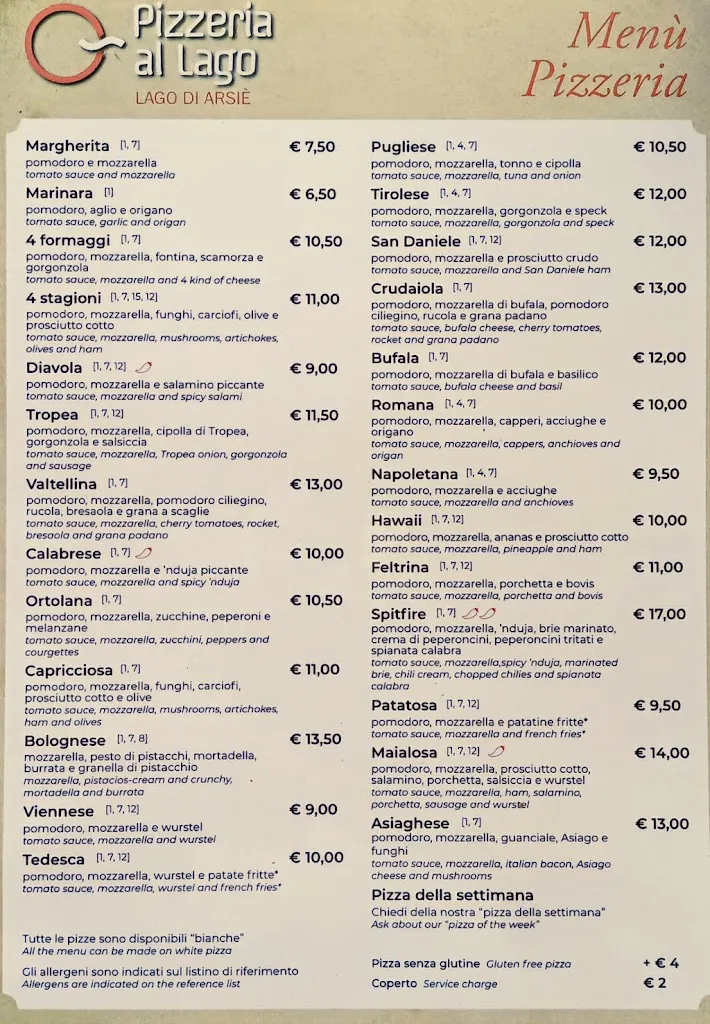 Menu_Pizzeria al lago Arsiè_Arsiè_image_3