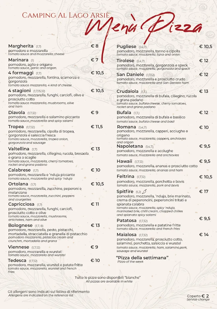 Menu_Pizzeria al lago Arsiè_Arsiè_image_4
