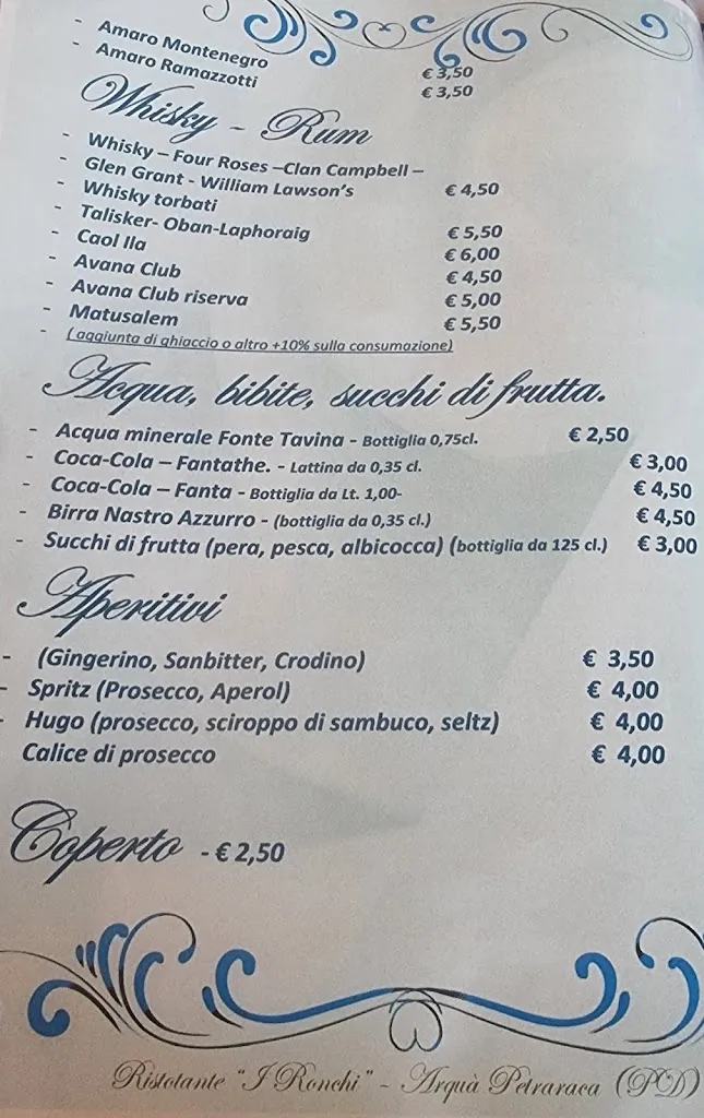 Menu_Ristorante I RONCHI Cucina Tipica Padovana_Arquà Petrarca_image_1