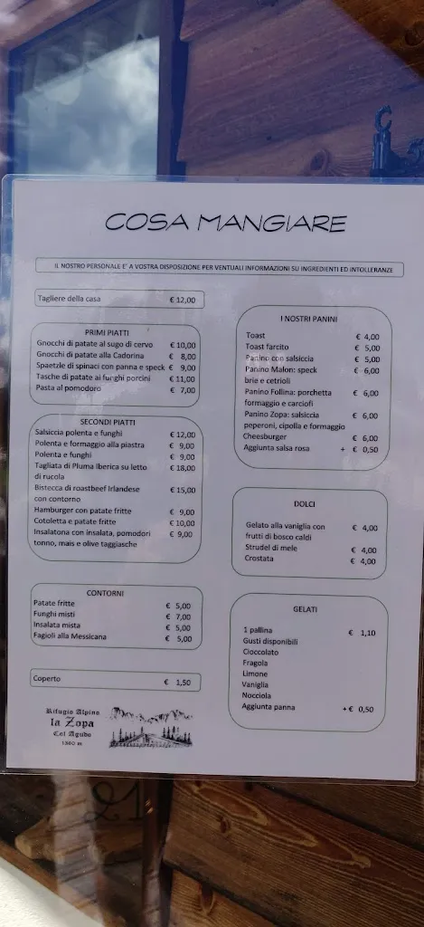 Menu_La Zopa - Rifugio Alpino Bar Ristorante_Auronzo_image_4