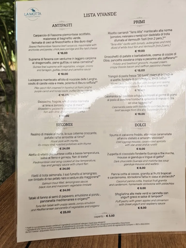 Menu_La Motta Restaurant & Bistrot_Orta Nova_image_1