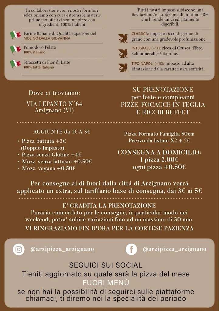 Menu_Pizzeria d'asporto Arzipizza_Arzignano_immagine_1
