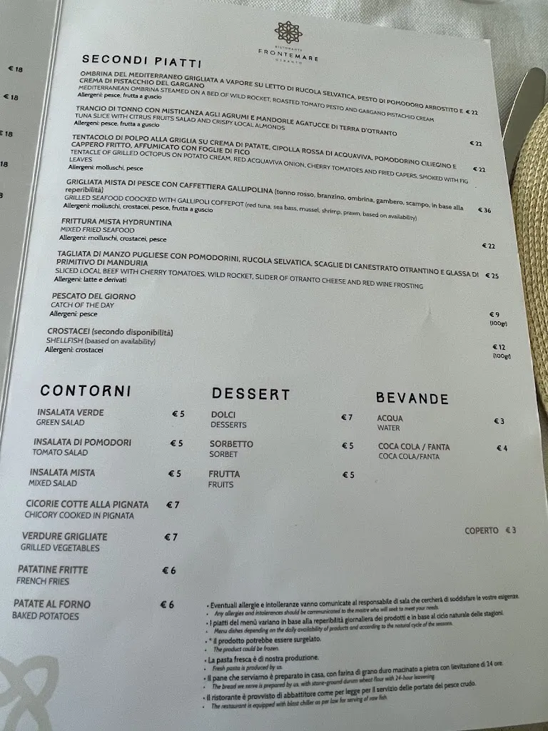 Menu_Ristorante Fronte Mare - Otranto - Salento (Le)_Otranto_image_4