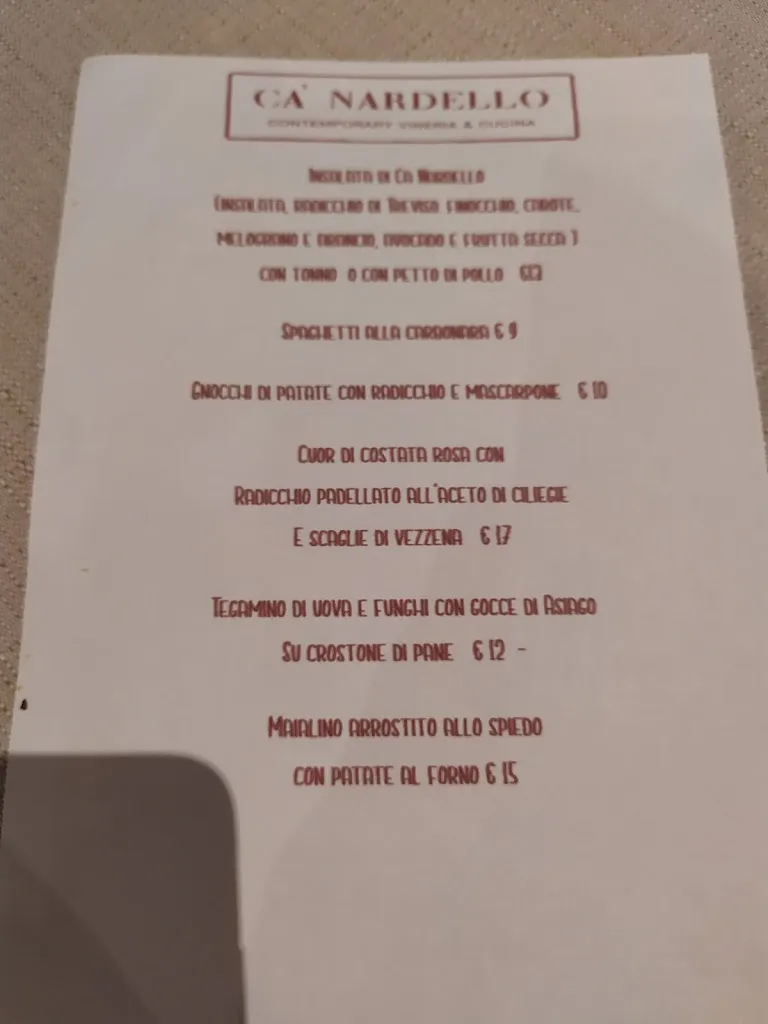 Menu_Ca' Nardello - Cucina & Vineria_Bassano del Grappa_immagine_3