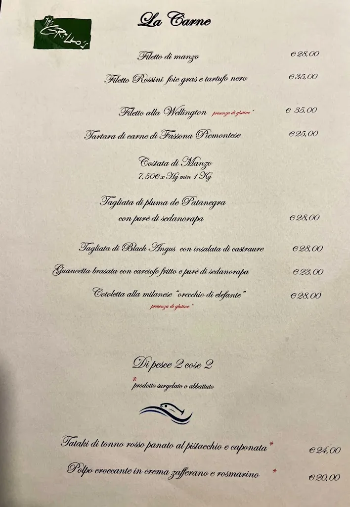 Menu_Grillo’s 1964 Restaurant Bistrot in Villa Selvatico_Biancade_image_1