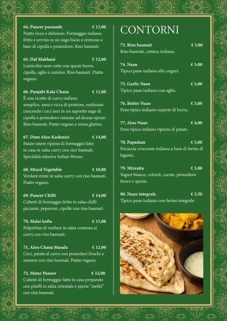 Menü_ristorante Indian House_Belluno_Bild_1